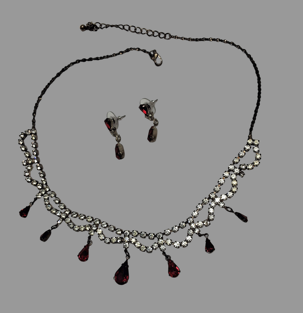 👑Parure en strass rouge et blanc nacrelune.com parure