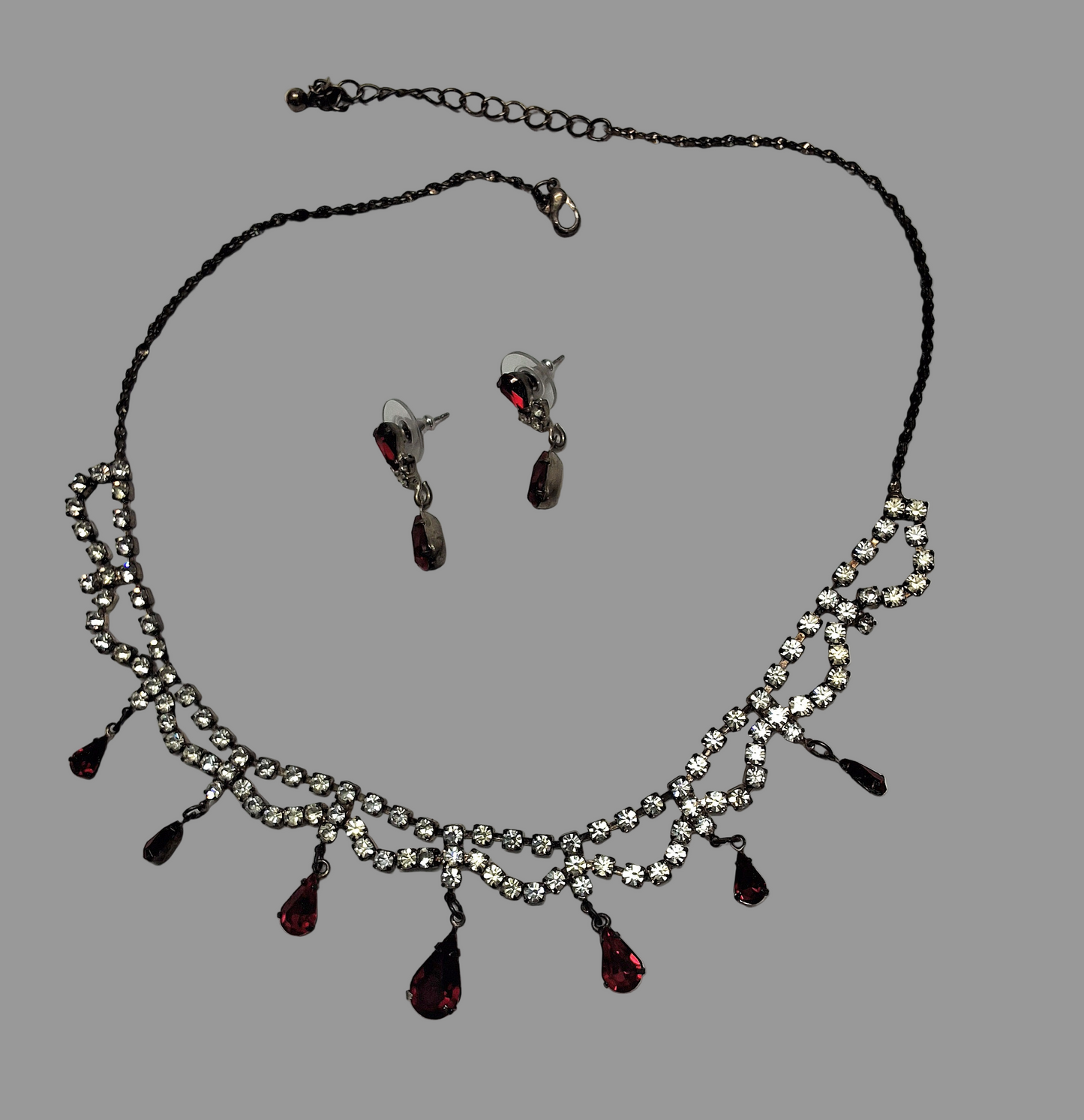 🎃👑Parure en strass rouge et blanc NACRELUNE parure