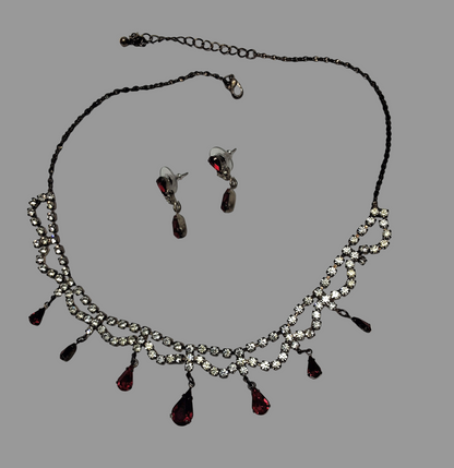 🎃👑Parure en strass rouge et blanc NACRELUNE parure