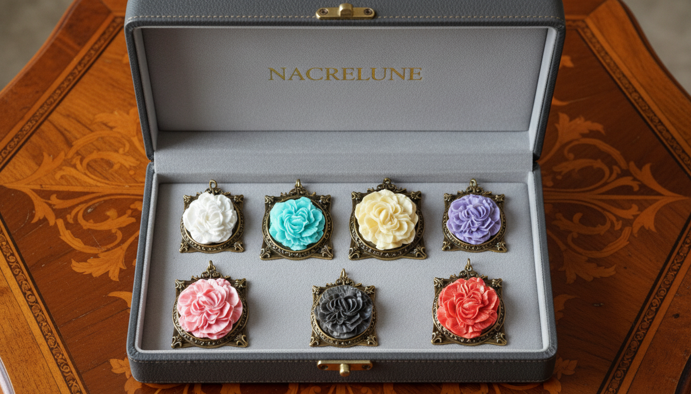 Pendentif cadre avec fleur, choisissez votre couleur nacrelune.com pendentif