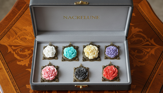 Pendentif cadre avec fleur, choisissez votre couleur NACRELUNE pendentif