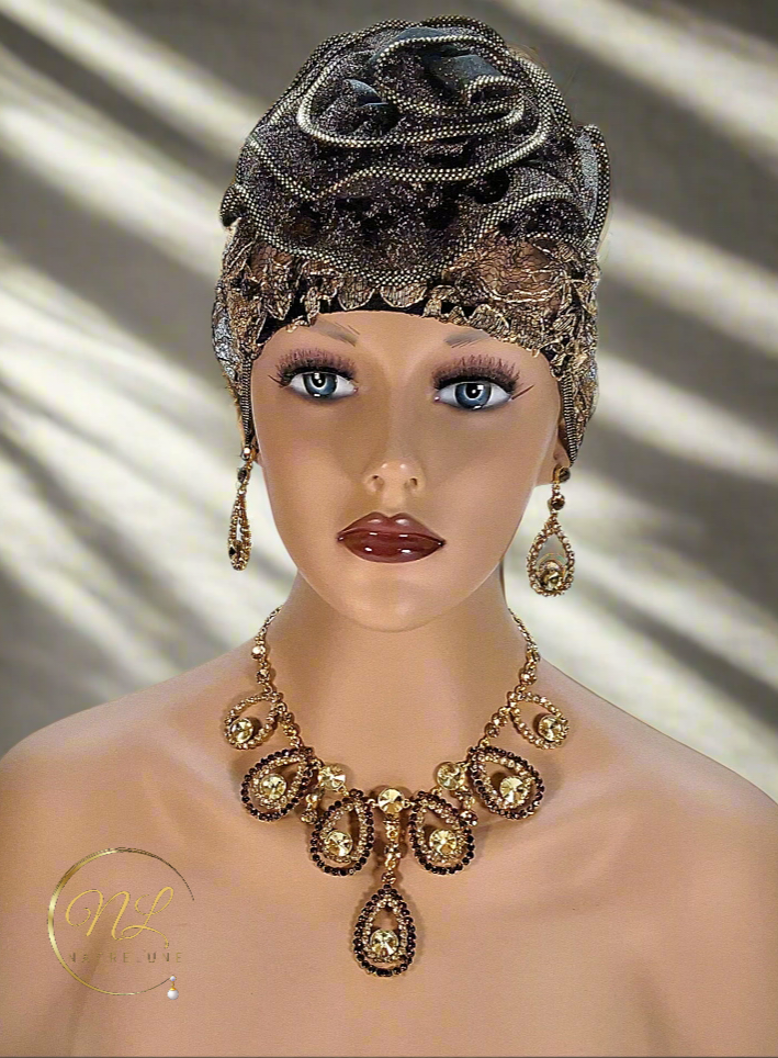 Parure en strass gouttes d'eau couleur topaze