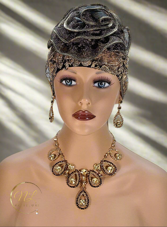 Parure en strass gouttes d'eau couleur topaze