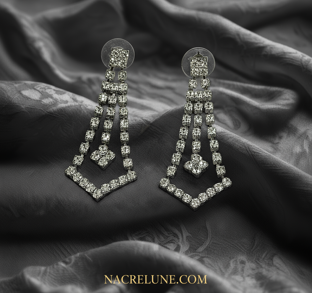 Longues boucles d'oreille en strass NACRELUNE boucles d'oreille