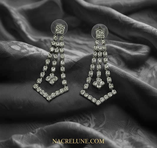Longues boucles d'oreille en strass NACRELUNE boucles d'oreille