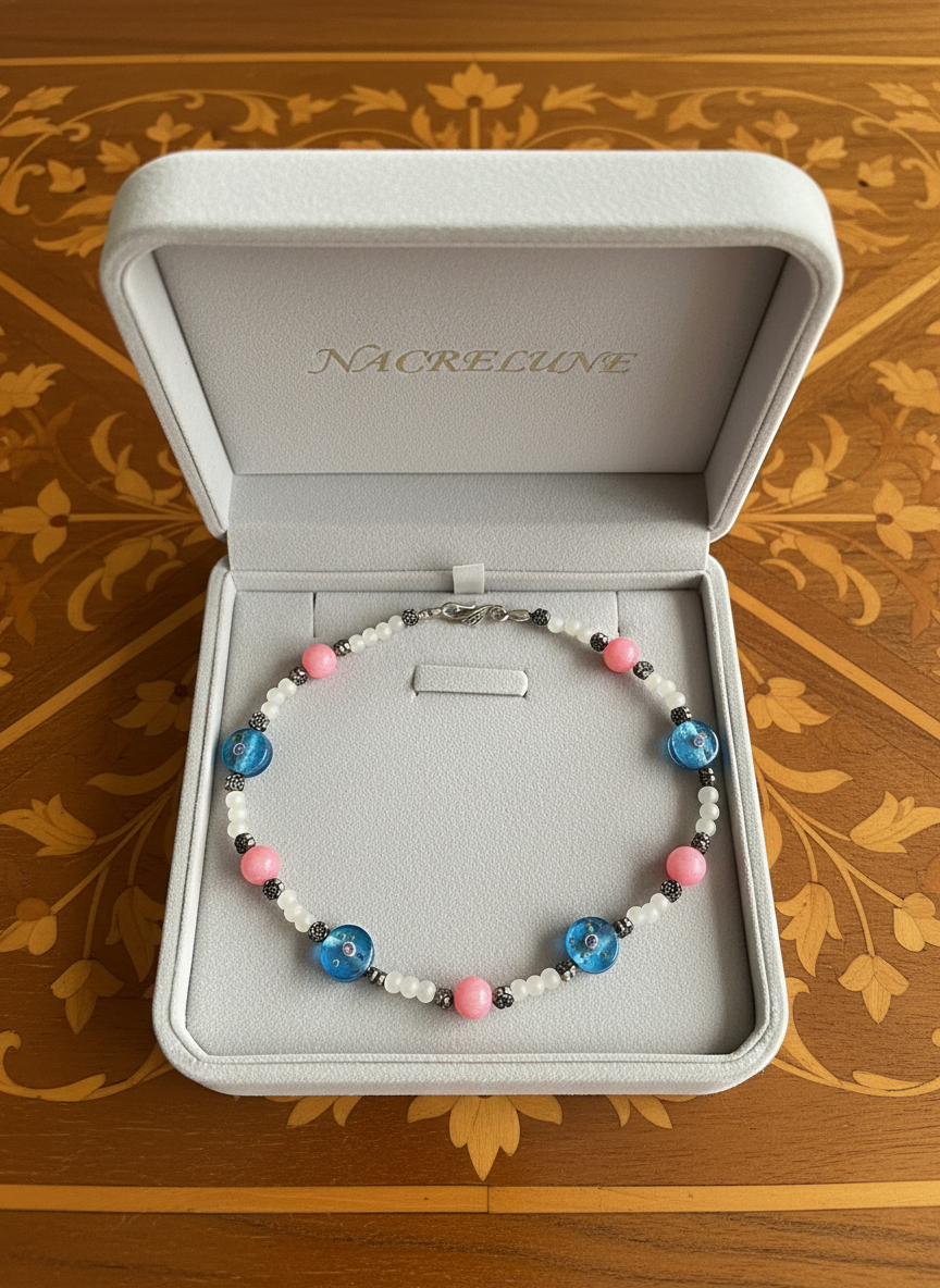 Collier en perles de verre nacrelune.com collier