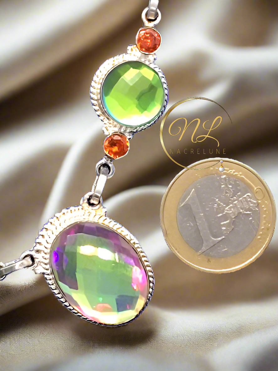 Collier argent 925 et topazes mystiques claires