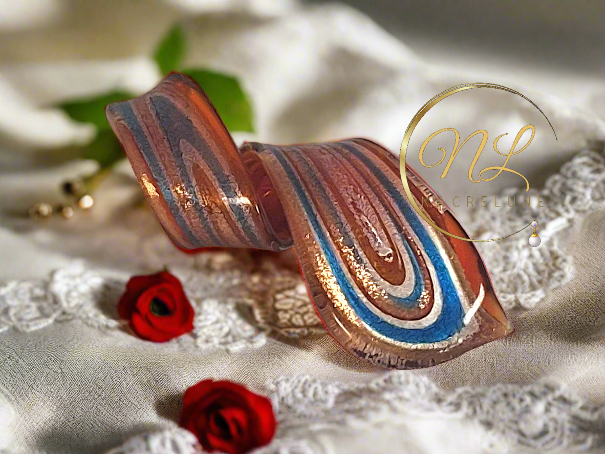 Grand pendentif en verre multicolore Rouge nacrelune.com pendentif