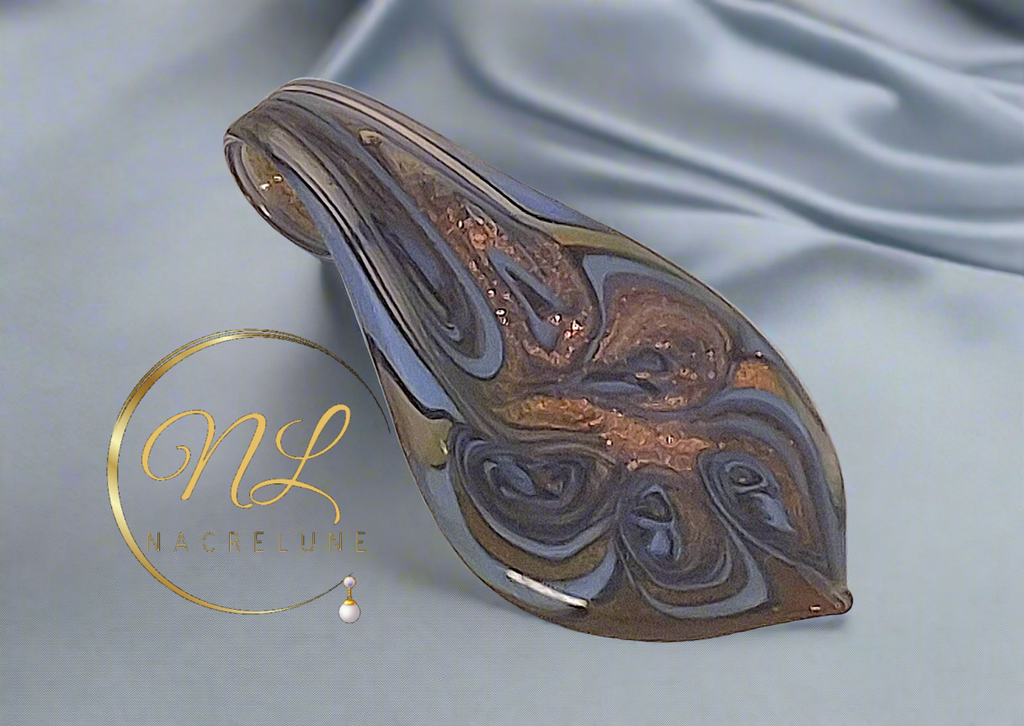 Pendentif en verre décoré décoré et artistique Bleu nacrelune.com pendentif