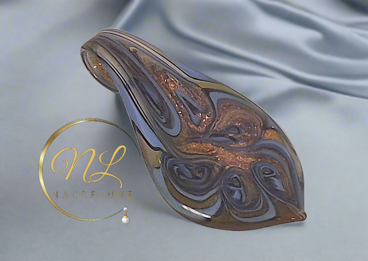 Pendentif en verre décoré décoré et artistique Bleu nacrelune.com pendentif