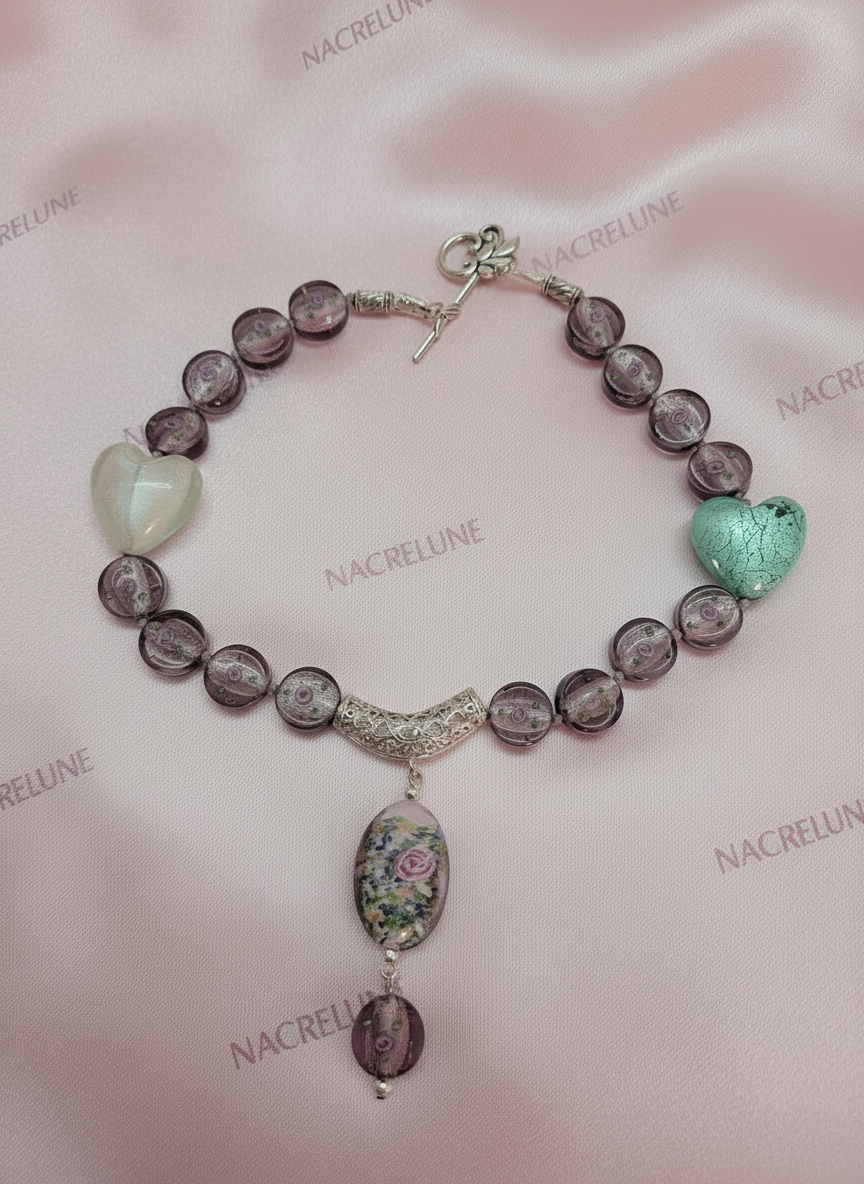 Collier en perles de verre de style Murano