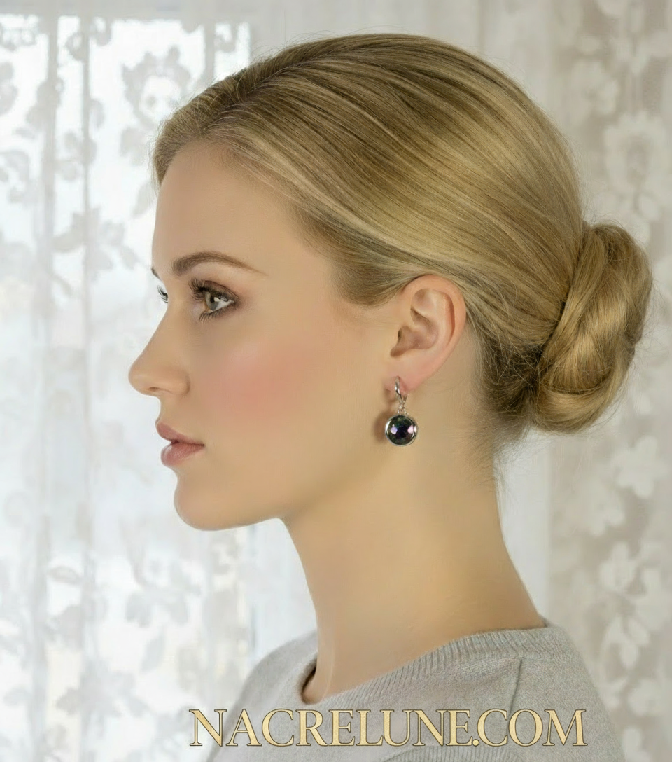 Boucles d’oreille en argent avec topazes taillées traitées mystique nacrelune.com boucles d'oreille