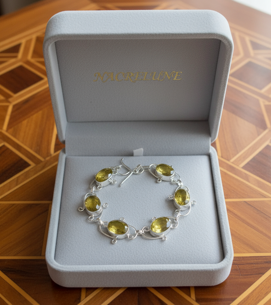 Bracelet en argent avec citrines taillées NACRELUNE bracelet