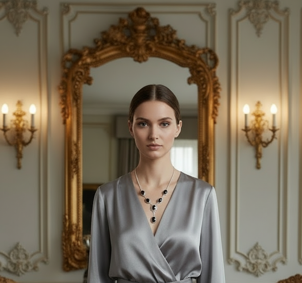 Collier argent et grenats taillés NACRELUNE collier