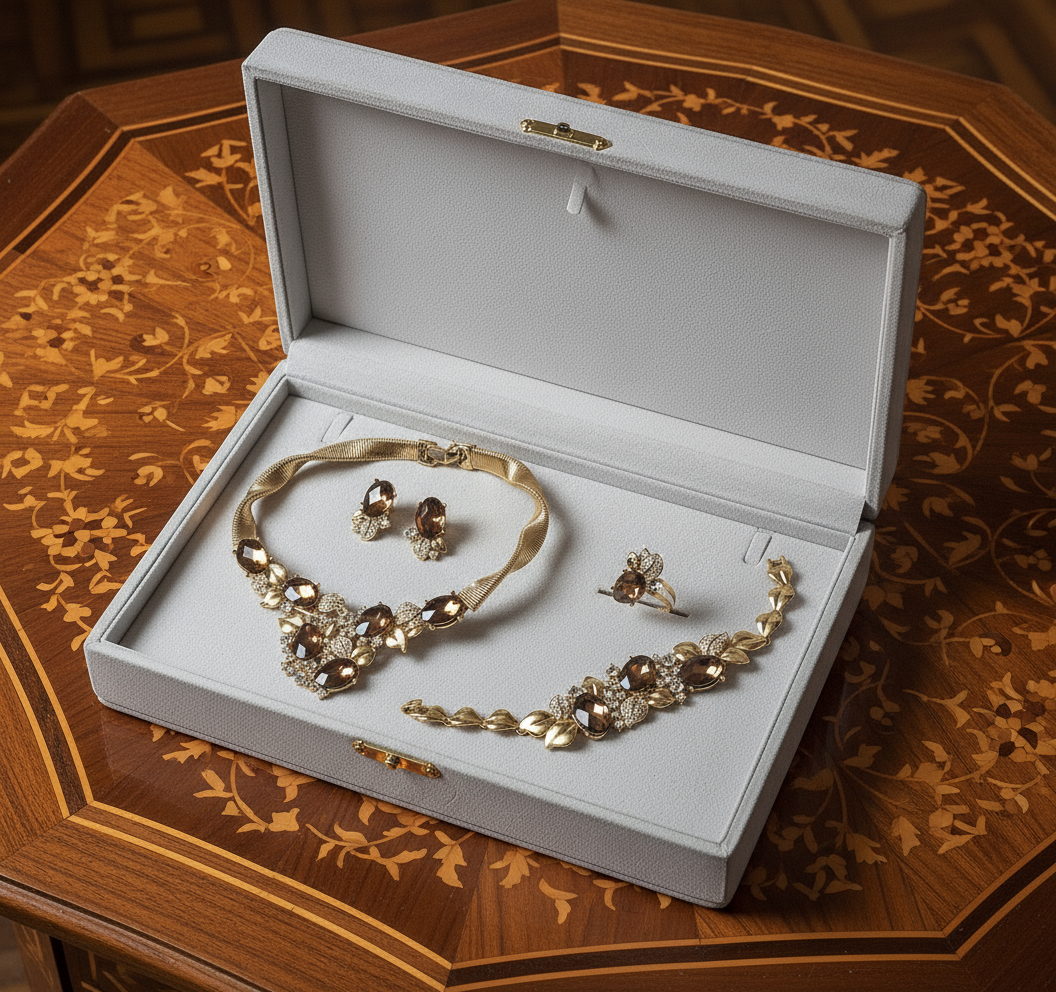 Parure complète en strass topaze nacrelune.com parure