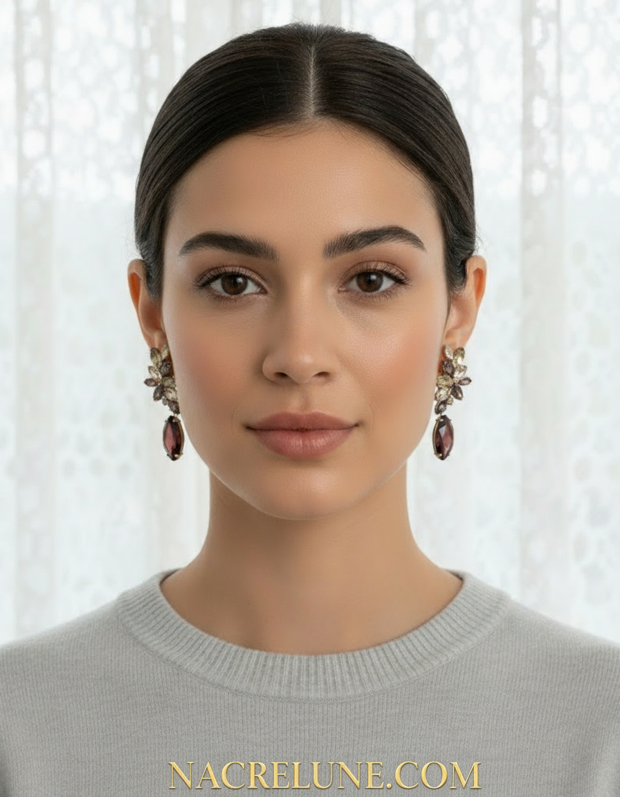 Grandes boucles d'oreille zirconia multicolores NACRELUNE boucles d'oreille