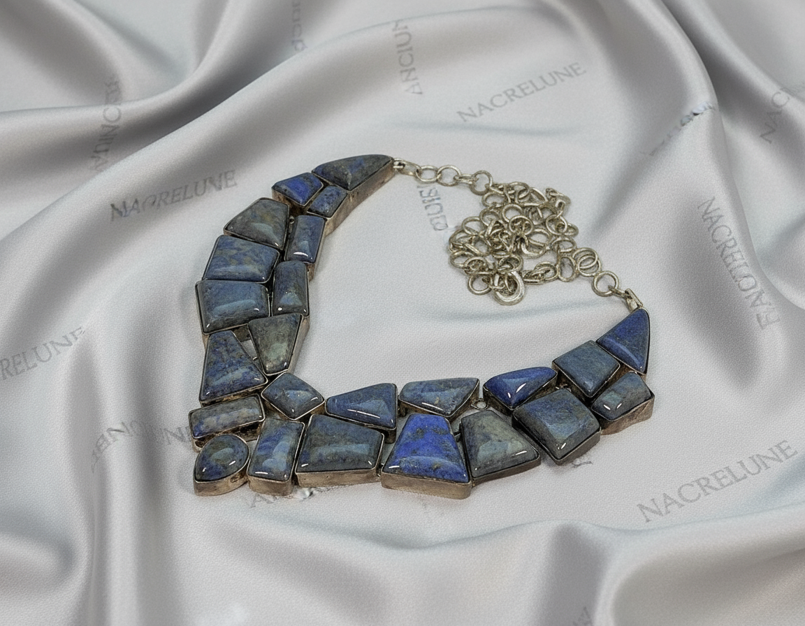 Collier en argent 925 et lapis lazuli nacrelune.com collier