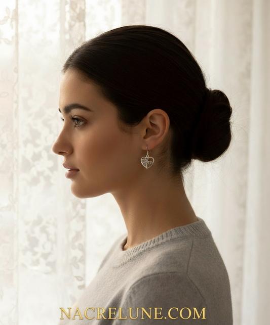 Boucles d’oreille en argent avec citrines en forme de coeur NACRELUNE boucles d'oreille