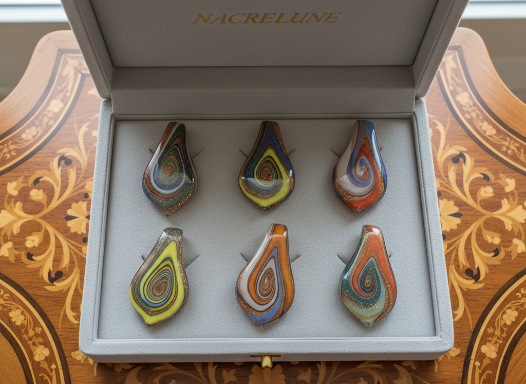 Pendentif en verre artistique coloré nacrelune.com pendentif