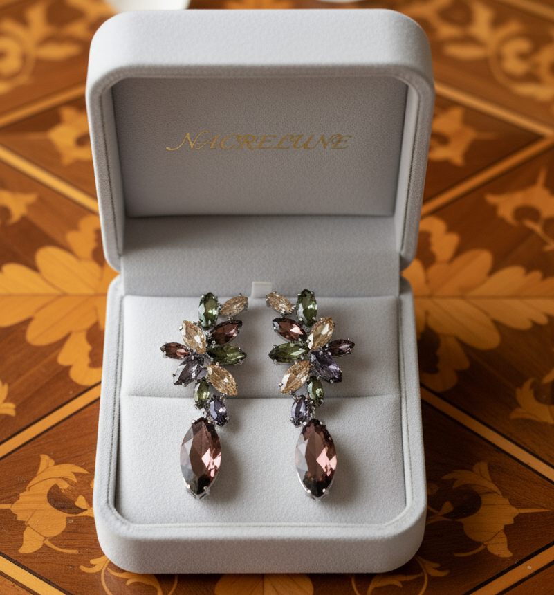 Grandes boucles d'oreille zirconia multicolores nacrelune.com boucles d'oreille