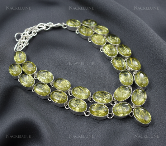 Collier en argent et 925 quartz rutiles scintillants NACRELUNE collier