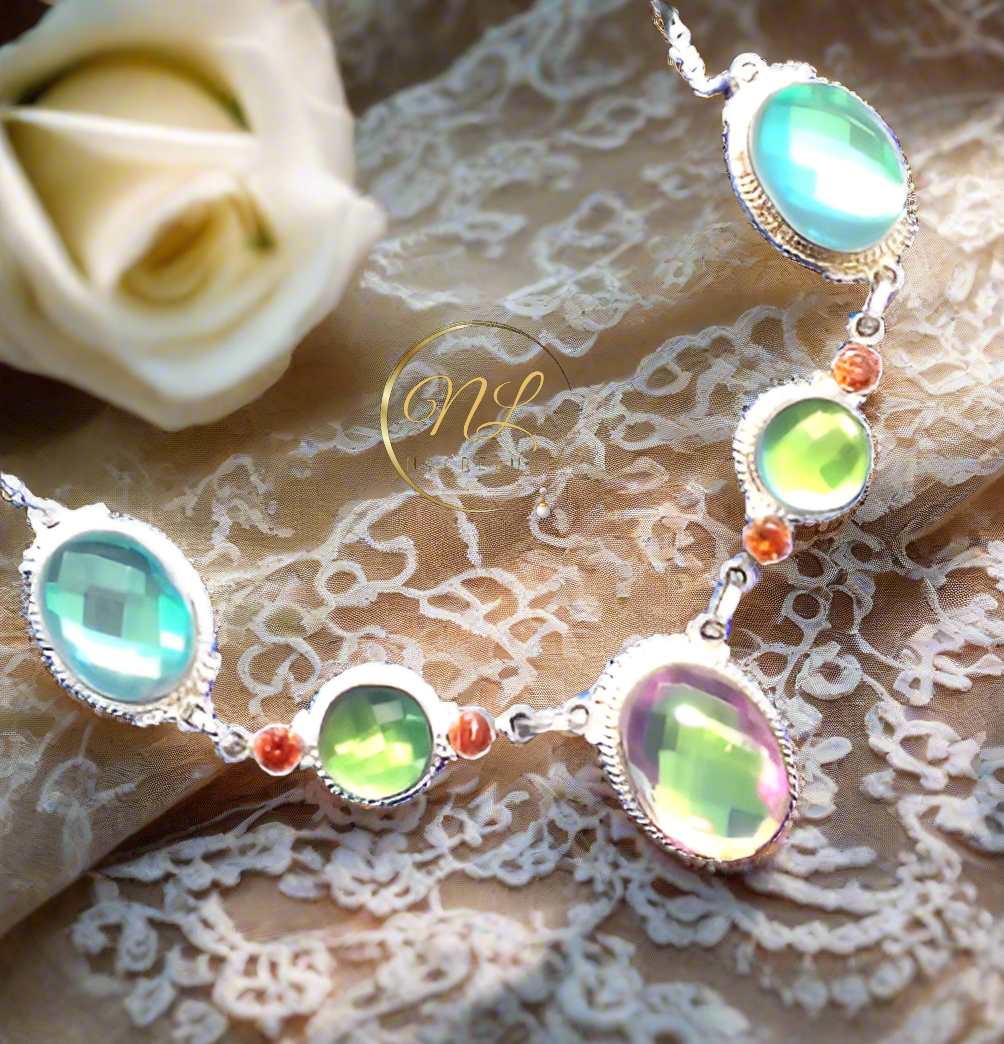 Collier argent 925 et topazes mystiques claires