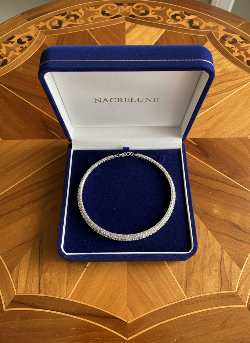 Collier rigide choker en strass NACRELUNE collier