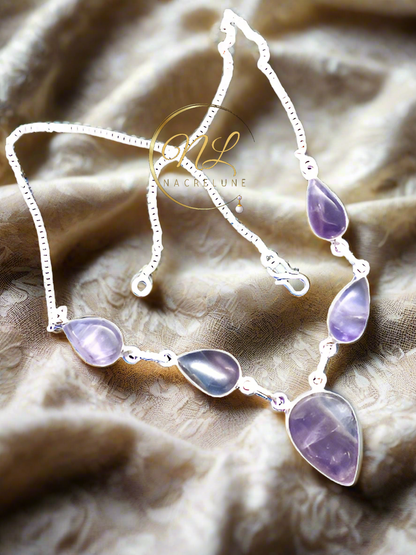Collier argent et fluorites