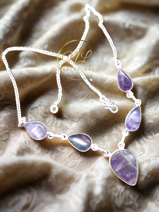 Collier argent et fluorites