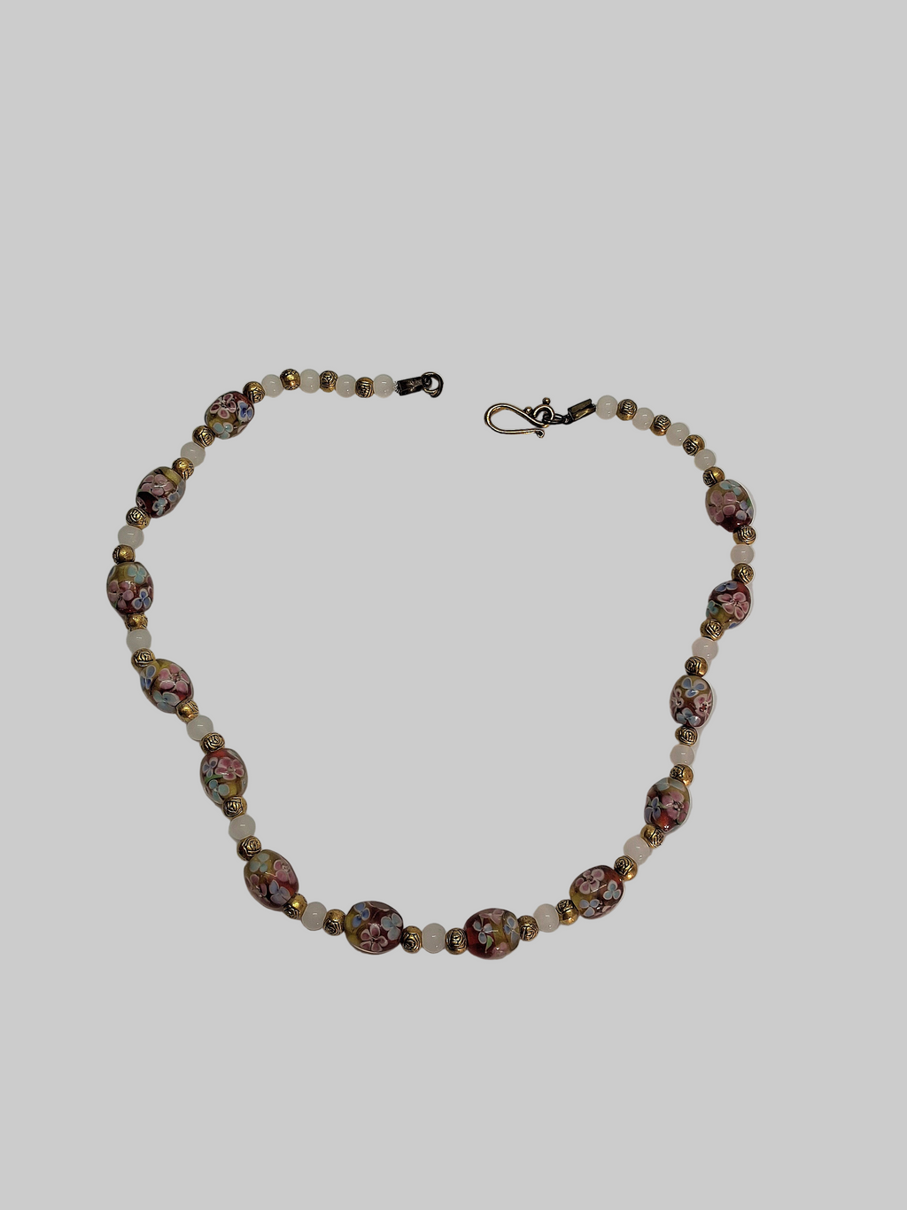 Collier perles de verre fleuries nacrelune.com collier