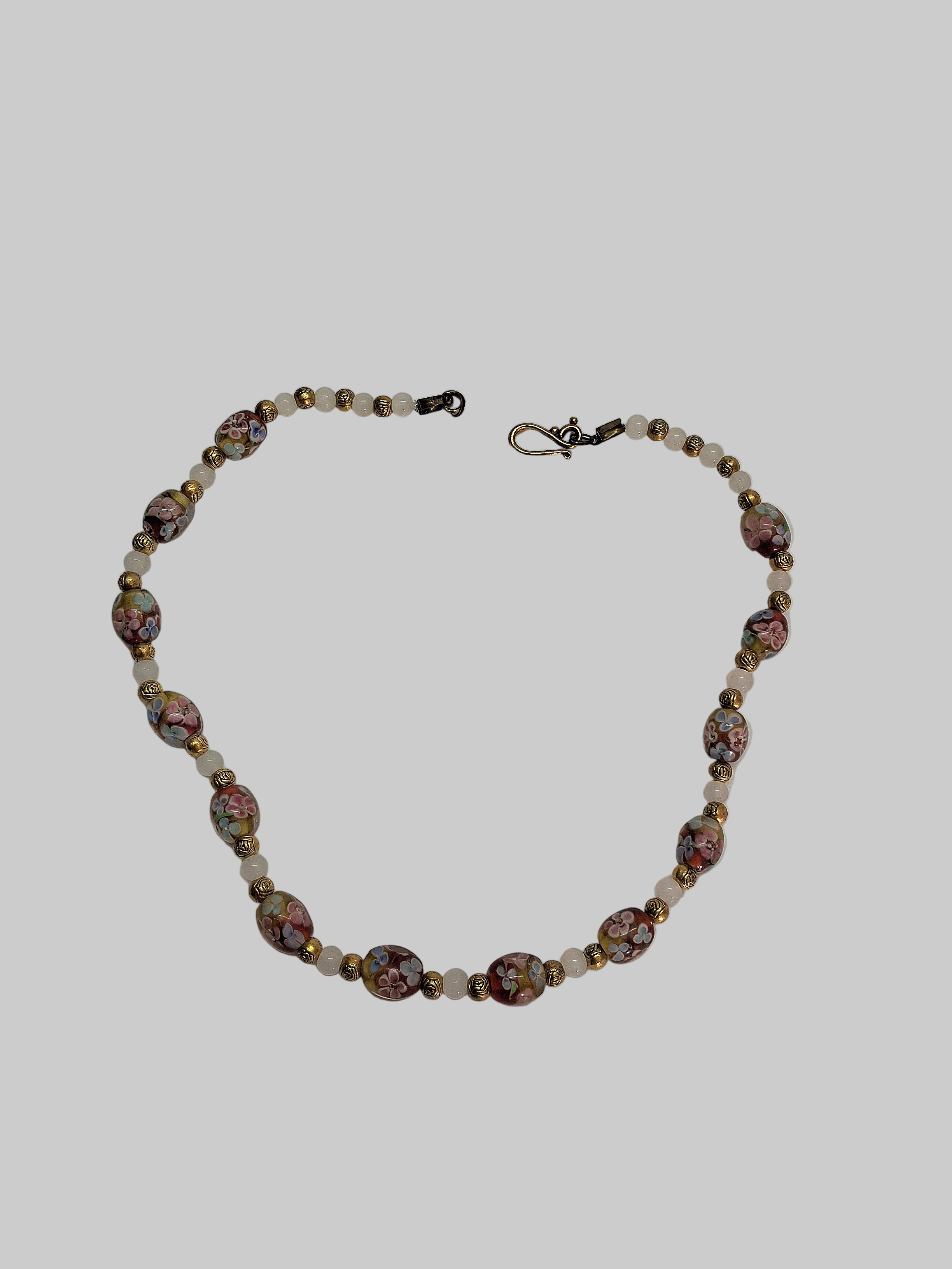 Collier perles de verre fleuries nacrelune.com collier