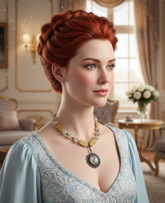 Collier en pierres de lune véritables et camée rond NACRELUNE collier