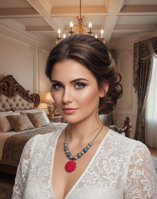 🎃Collier en pâte fimo, acrylique et fleurs en resine NACRELUNE collier