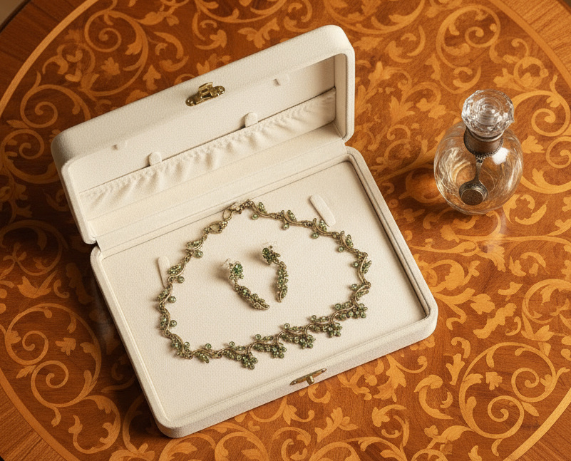 Parure en strass vert pale NACRELUNE parure