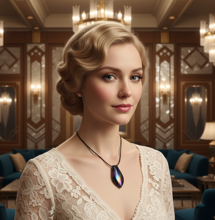 Pendentif en verre aux reflets multicolores NACRELUNE pendentif