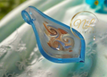 Pendentif en verre multicolore Bleu turquoise nacrelune.com pendentif