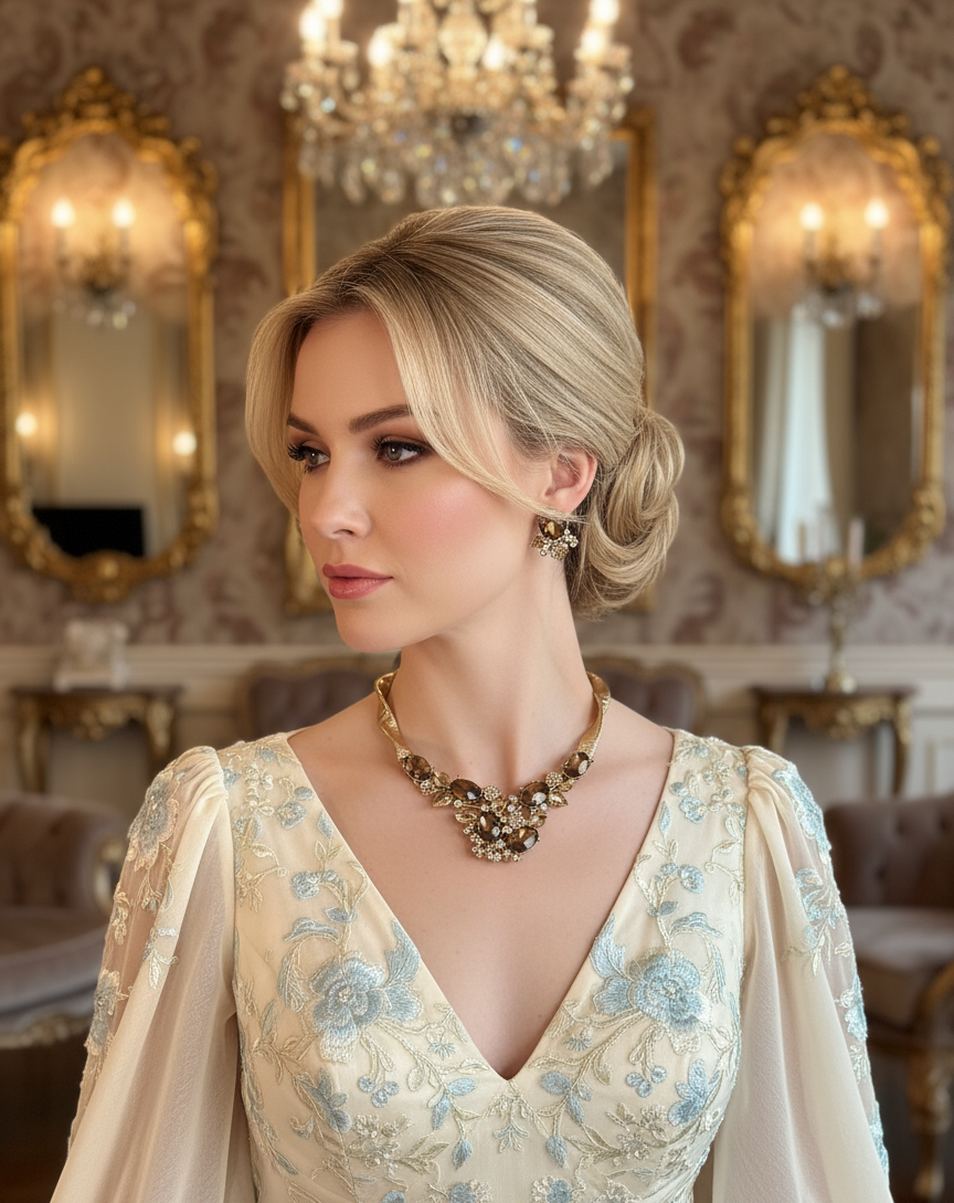 Parure complète en strass topaze NACRELUNE parure