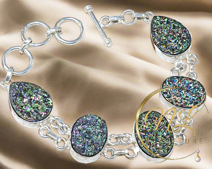Bracelet en argent et titanites ou sphènes  (pierres ovales 16X12mm)