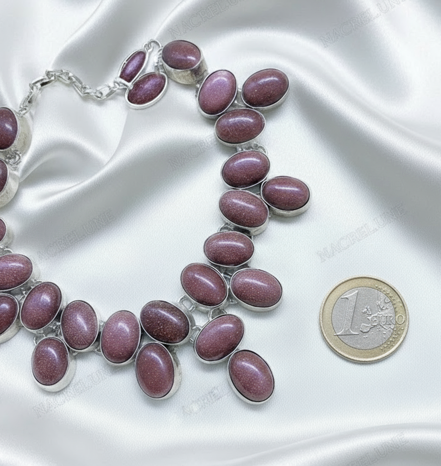 Collier en argent 925 avec pierres de soleil NACRELUNE collier