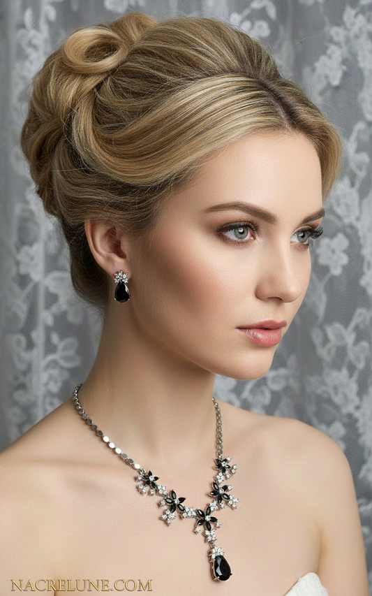 parure en zirconia imitation saphirs : choisissez votre couleur NACRELUNE parure