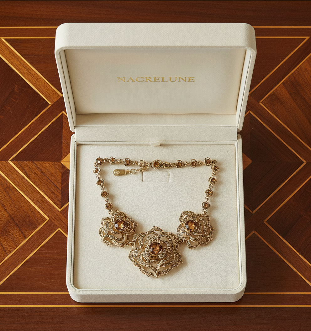 Collier en strass forme fleurs NACRELUNE collier