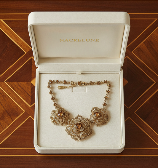 Collier en strass forme fleurs NACRELUNE collier