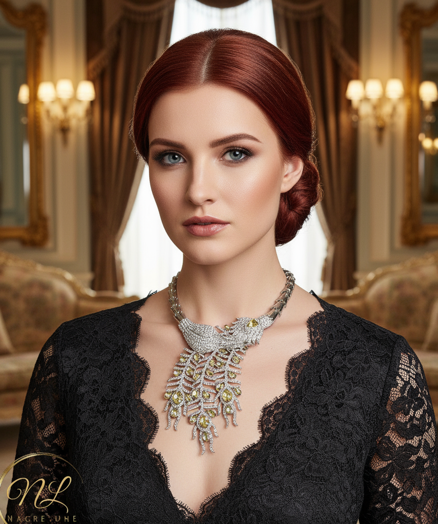Collier strass couleur aurore boréale représentant un paon monté sur métal argenté nacrelune.com collier