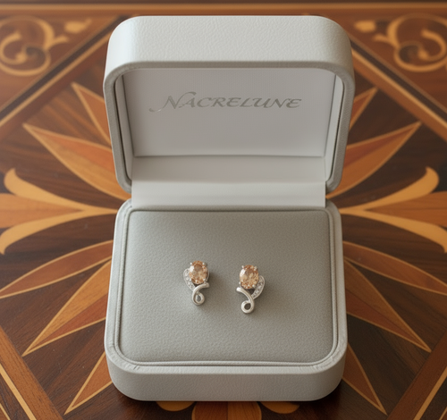 Boucles d’oreille en argent et citrines nacrelune.com boucles d'oreille