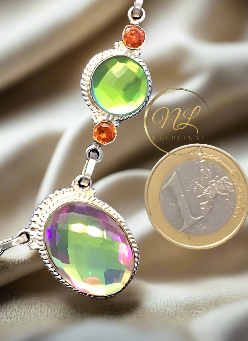 Collier argent 925 et topazes mystiques claires NACRELUNE collier