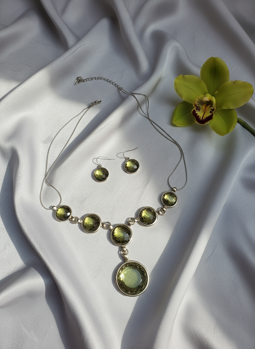 Parure en gros strass colorés : choisir le modèle Vert NACRELUNE parure