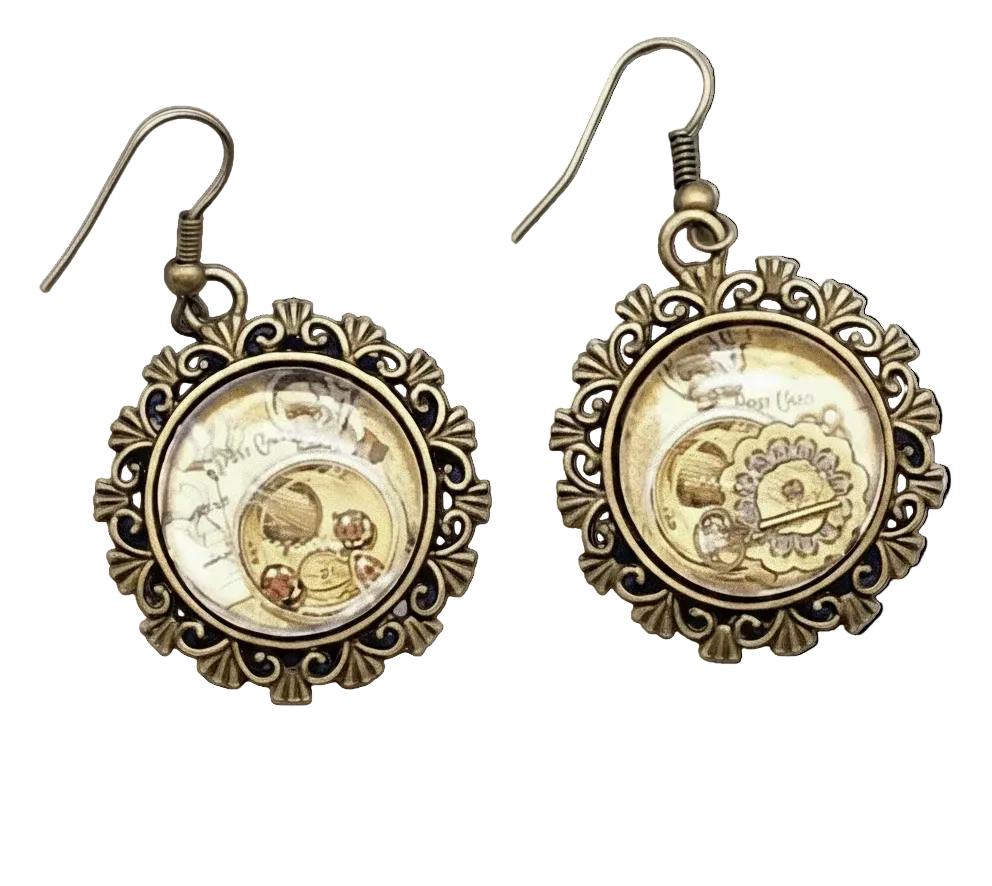 Boucles d’oreille avec camée steampunk nacrelune.com boucles d'oreille