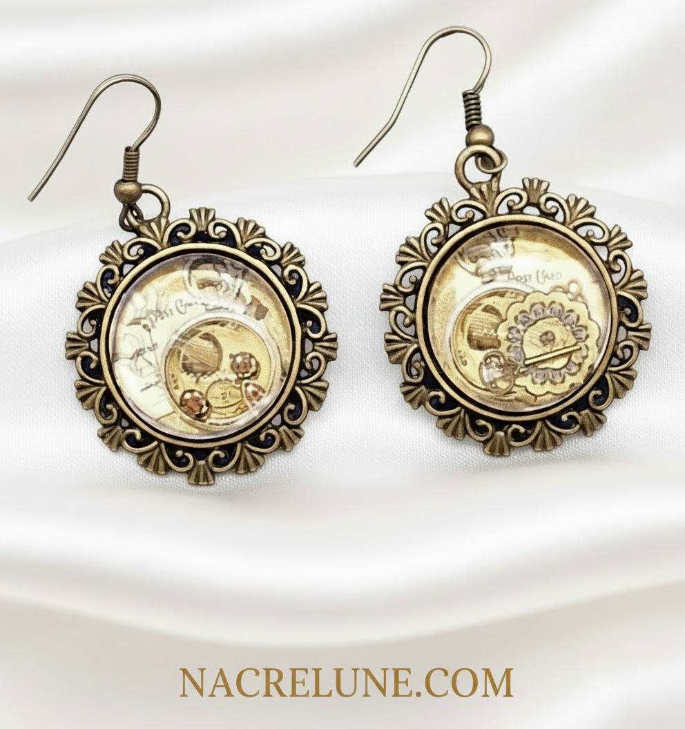 Boucles d’oreille avec camée steampunk NACRELUNE boucles d'oreille
