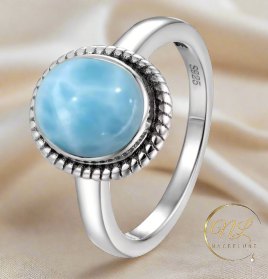 Bague en argent 925 et pierre larimar