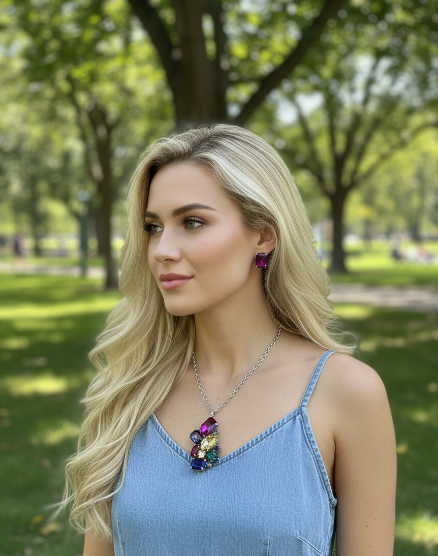 Parure en strass très légère NACRELUNE parure